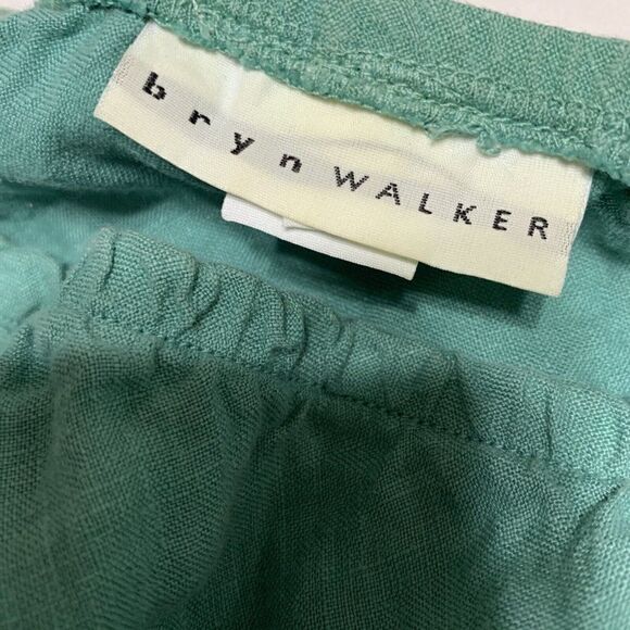 bryn walker womens solid green 100% linen midi skirt large - Picture 3 of 5
